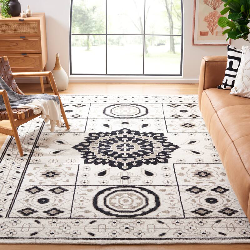 SAFAVIEH Hand-knotted Kenya Tangie Southwestern Tribal Wool Rug - 8' x 10' - Ivory/Grey