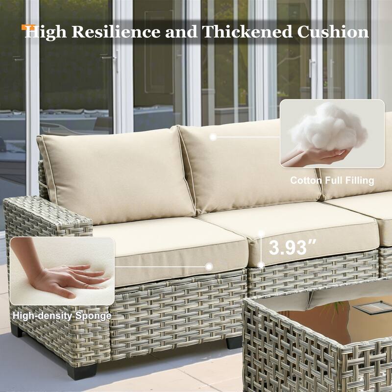 XIZZI 6-Piece Outdoor Wicker Patio Furniture Set with Coffee Table