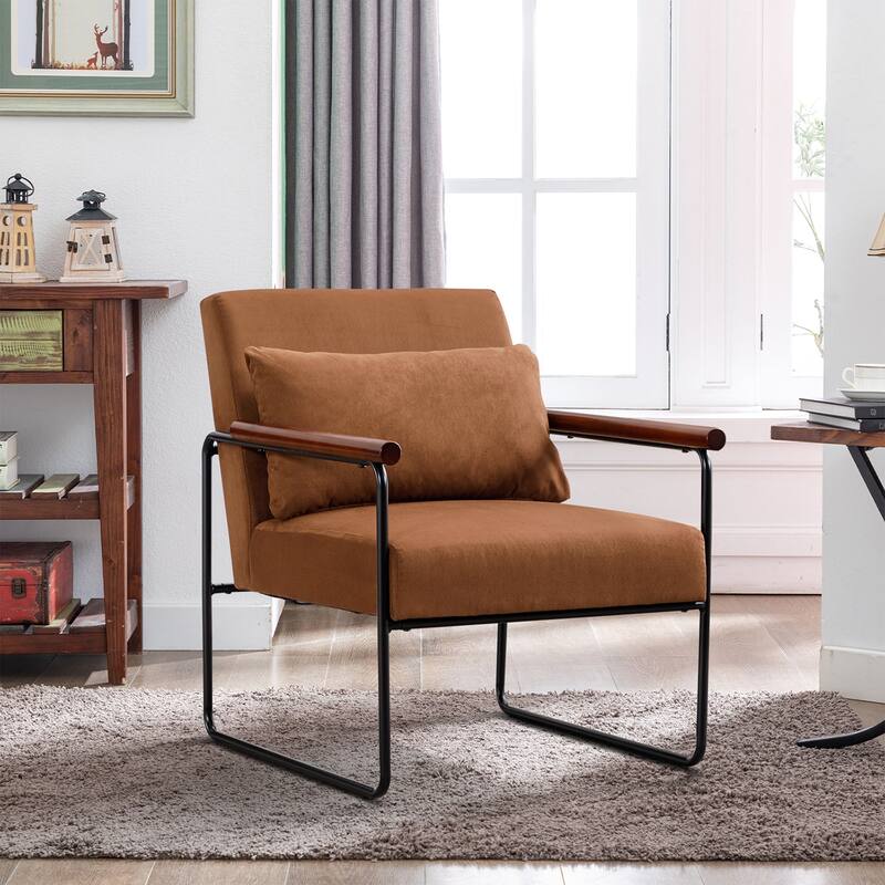 Upholstered Faux Suede Lounge Armchairs with Steel Frame for Living Room