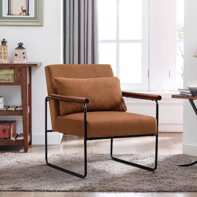 Upholstered Faux Suede Lounge Armchairs with Steel Frame for Living Room