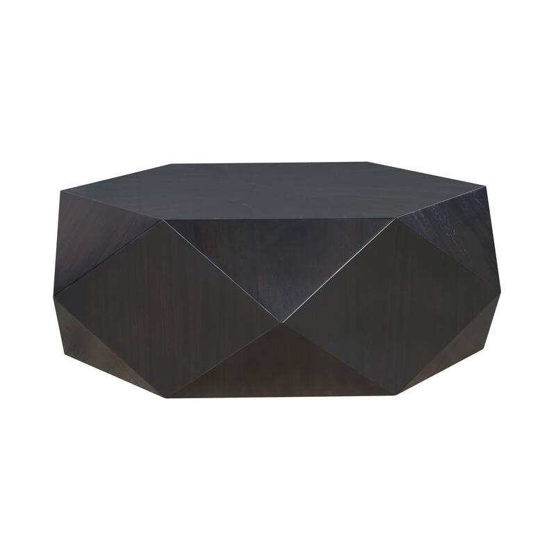 HomeRoots 50" Black Wood Hexagon Block Coffee Table - 50.00 in. x 17.00 in. x 43.00 in.