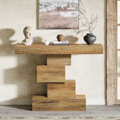 42 Inches Industrial Wood Console Table for Living Room Entryway - 11.8"D x 42.5"W x 31.5"H