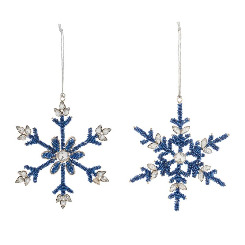 Traditional Style Beaded Snowflake Christmas Ornaments - 6" - 12ct