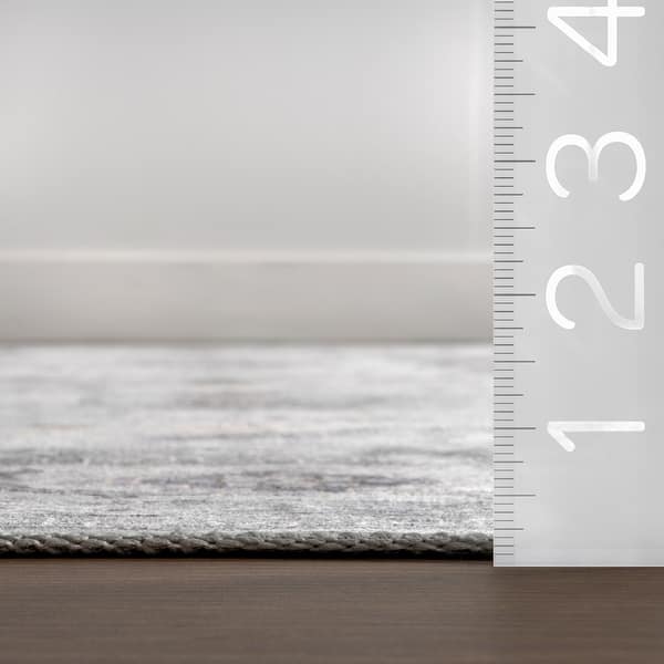dimension image slide 2 of 3, Nuloom Verity SplashGuard Traditional Medallion Machine Washable Area Rug