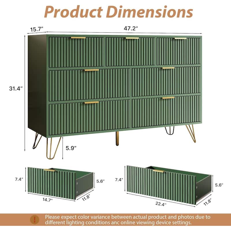 FURNIWAY Fluted Drawer Dresser for Bedroom