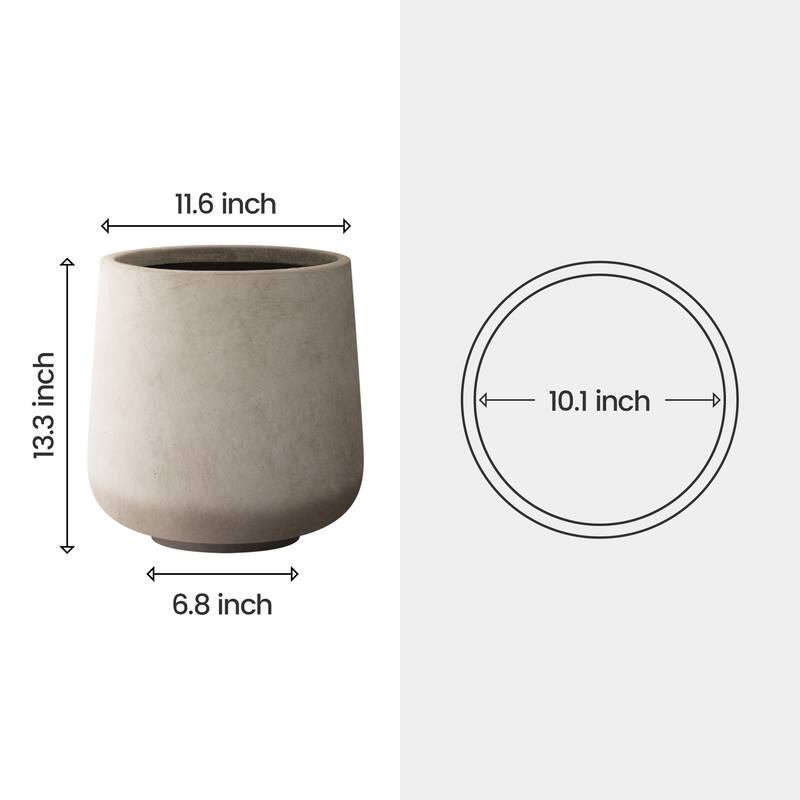 Plantara 13" H Round Concrete planter, Outdoor Modern Planter pot,Flower pot with Drainage Hole for Garden