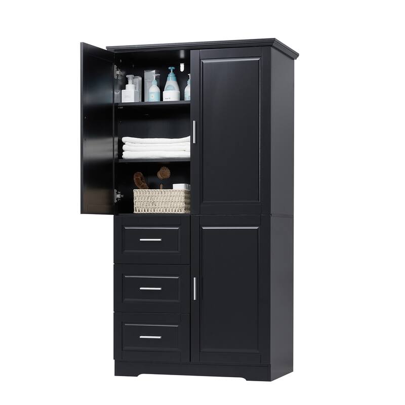 GDFStudio - Avery Tall and Wide Storage Cabinet with Drawers and Adjustable Shelves