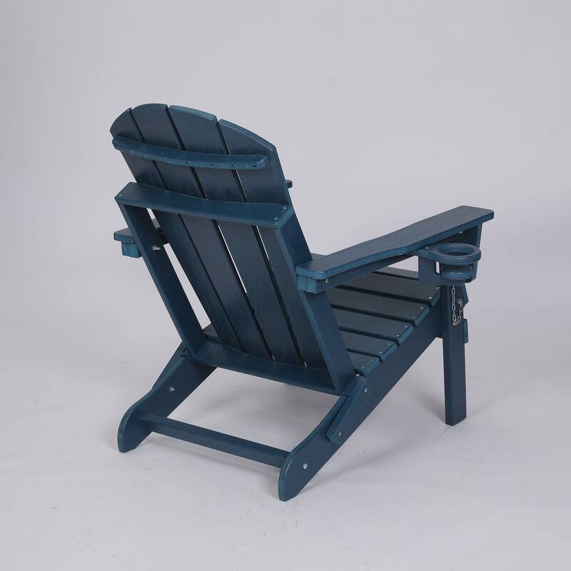 HDPE Folding Adirondack Chair with Dual Cup Holder - Composite Adirondack Chair with Wood Texture