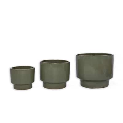 Premium Ceramic Planter Set Sleek Striped Design 3-Piece