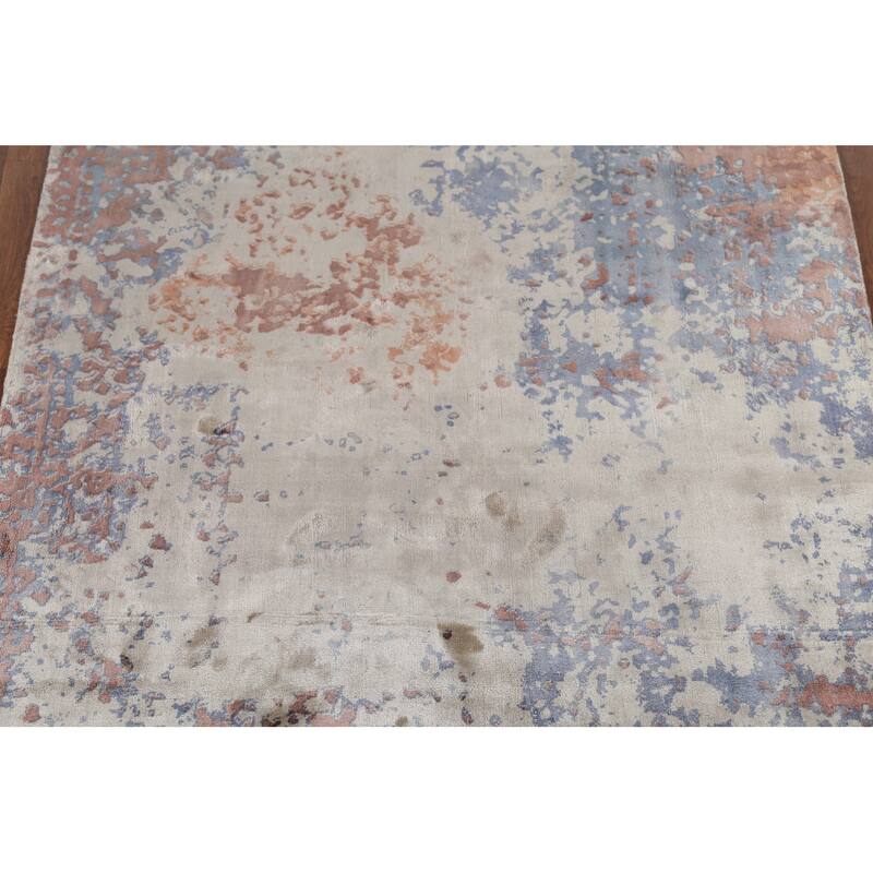 Abstract Indian Foyer Rug Hand-Knotted Contemporary Wool Carpet - 4'5"x 6'4"