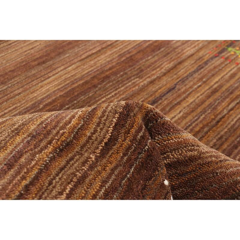 ECARPETGALLERY Hand Loomed Kashkuli Gabbeh Dark Brown Wool Rug - 3'11 x 6'0