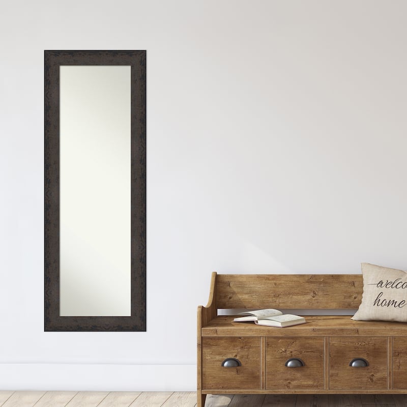 Dappled Non-Beveled Wood Framed Full-Length On the Door Mirror - Glass Size 14x48