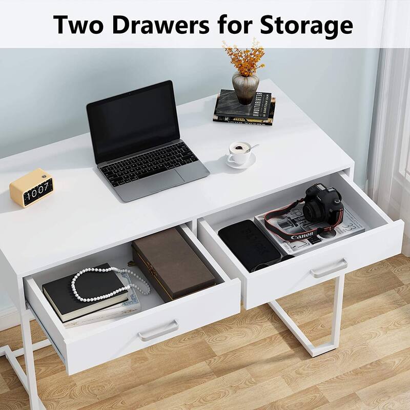 Computer Writing Study Desk with 2 Drawers