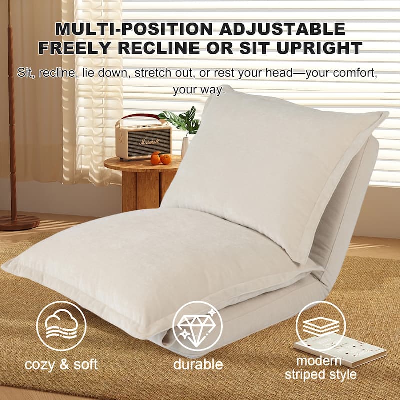 Lazy Sofa Chair Reclining Sofa Bed Floor Standing Single Sleeper Couch with Pillows and Adjustable Backrest for Small Space