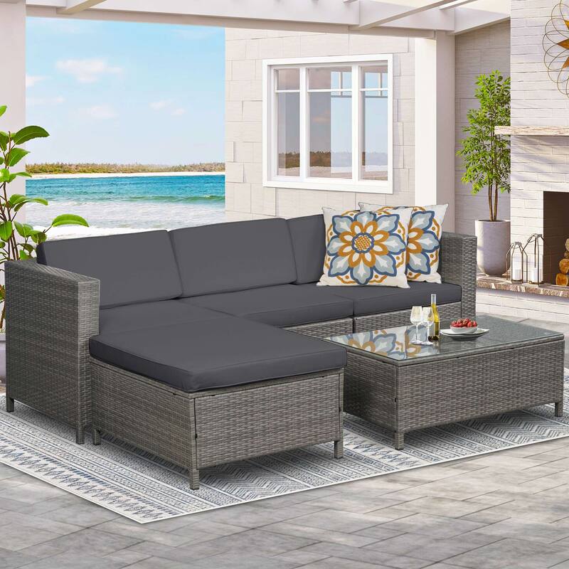 Royalcraft 5 Piece PE Rattan Wicker Sectional Sets