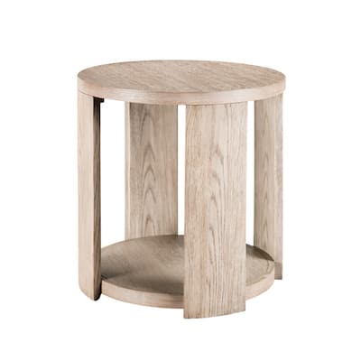 Round End Table with Open Bottom Shelf in Oak