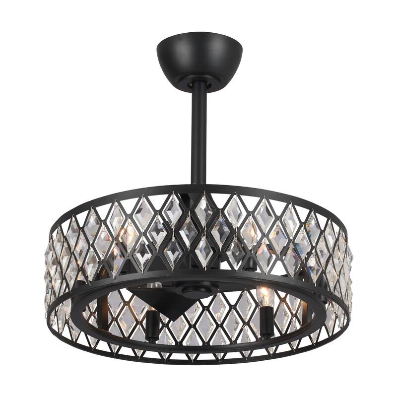 20 in. Indoor Black Crystal Ceiling Fan with Remote and Light Kit - 20 in