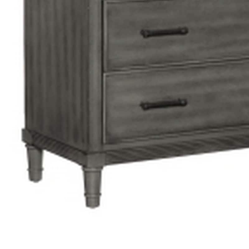 Ceila 53 Inch Tall 5 Drawer Dresser Chest, Round Tapered Legs, Gray Finish