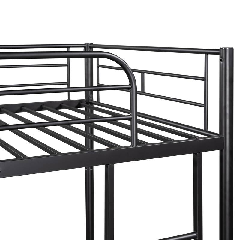 Twin Over Twin Metal Bunk Bed in Black with Space-Saving Design