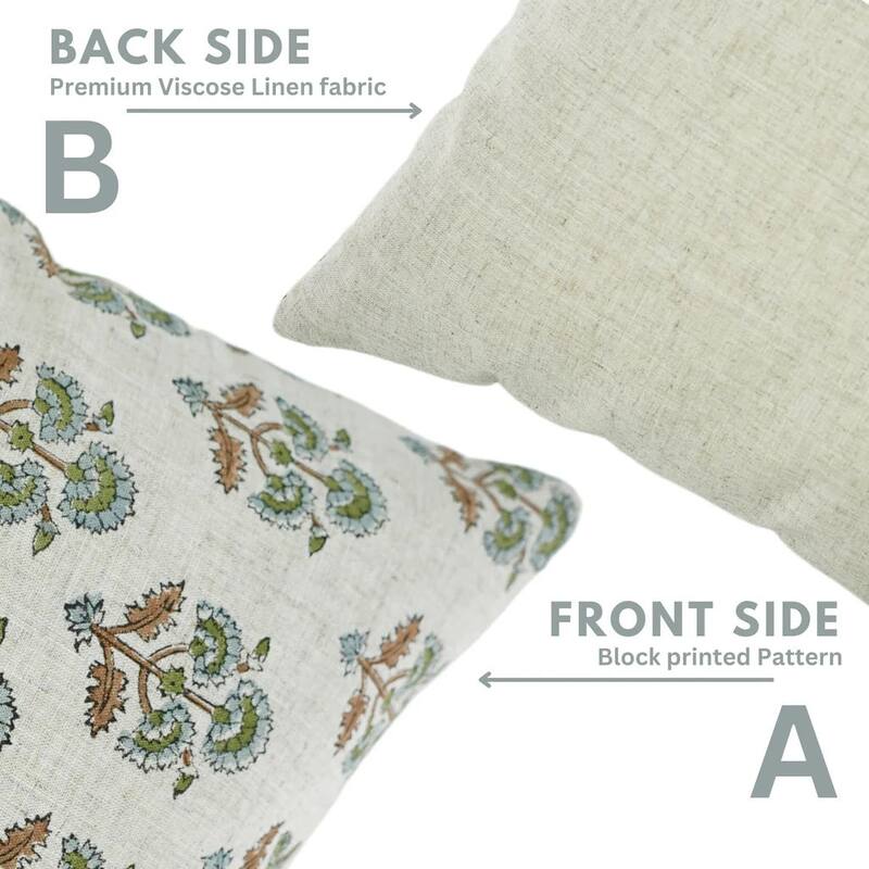 Fabdivine Pillow Cover Natural Home Style Fall Decor Block Print, Traffic Light