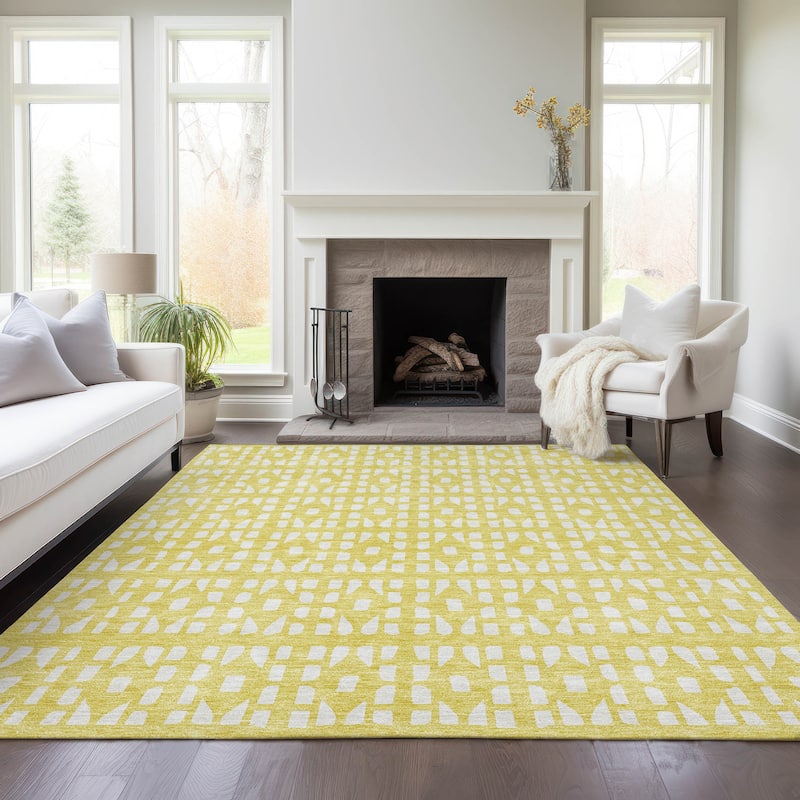 Machine Washable Indoor/ Outdoor Contemporary Imprints Chantille Rug