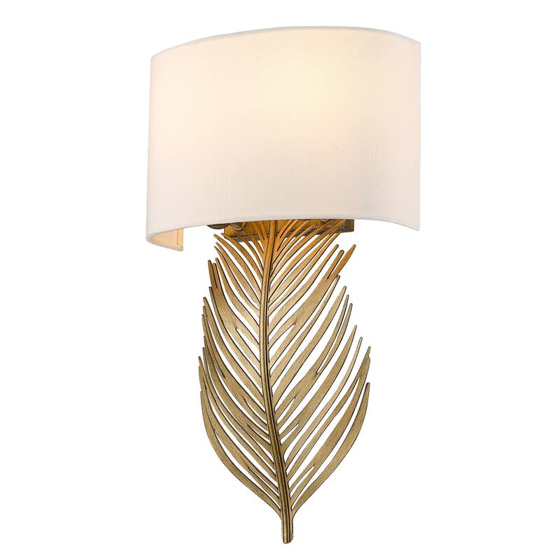 Cay 9.5" Wide Damp-Rated 2-Light Wall Sconce - Vintage Fired Gold with Ivory Linen