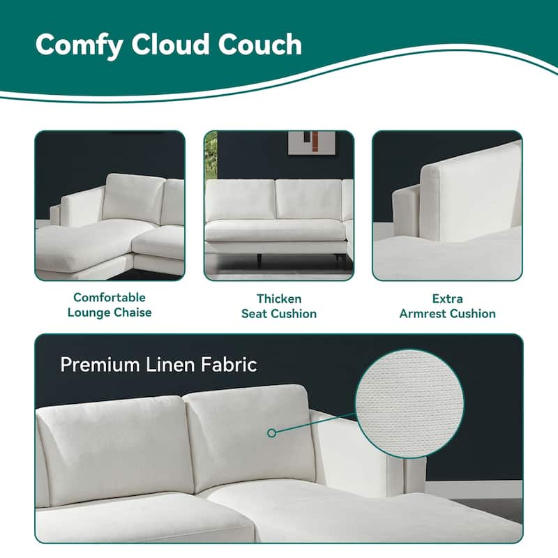 Modular L-shaped Sofa With a Reversible Design and Built-in Wooden Decorative Box