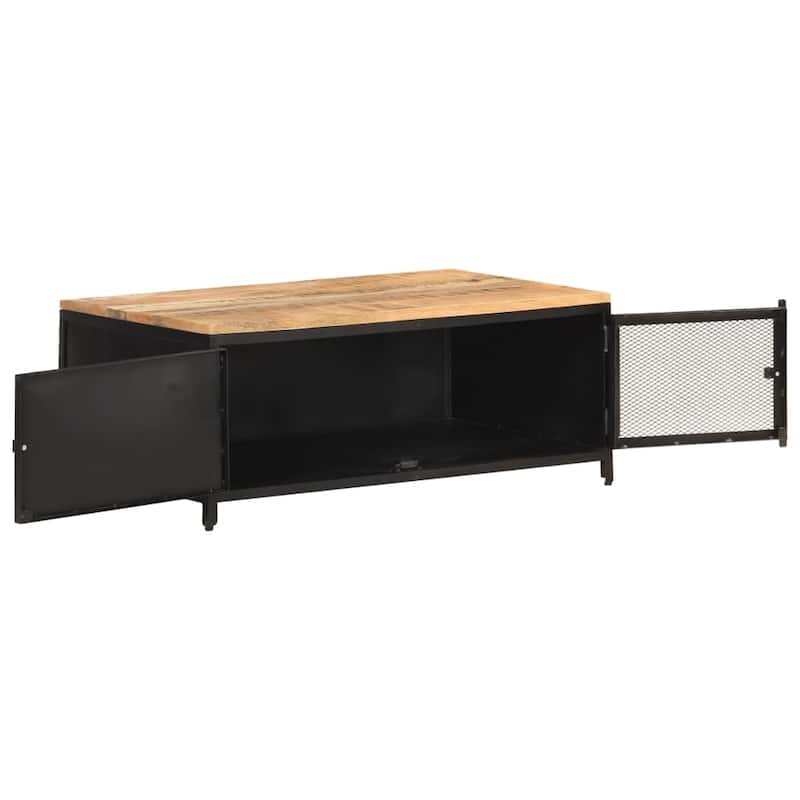 vidaXL Coffee Table 35.4"x19.7"x14.6" Solid Rough Mango Wood