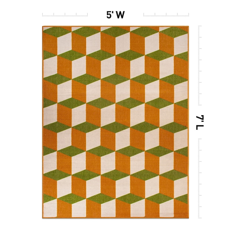 Contemporary Geometric Flatweave Indoor/Outdoor Area Rug