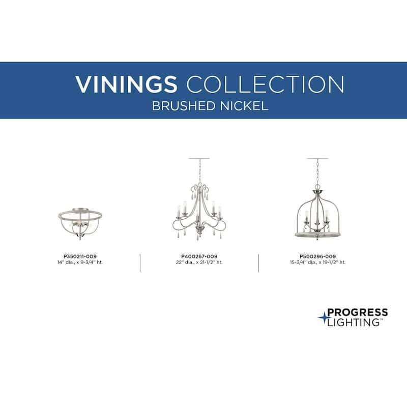 Vinings Collection 3-Light Brushed Nickel Coastal Foyer Pendant Light - 15.75 in x 15.75 in x 19.5 in