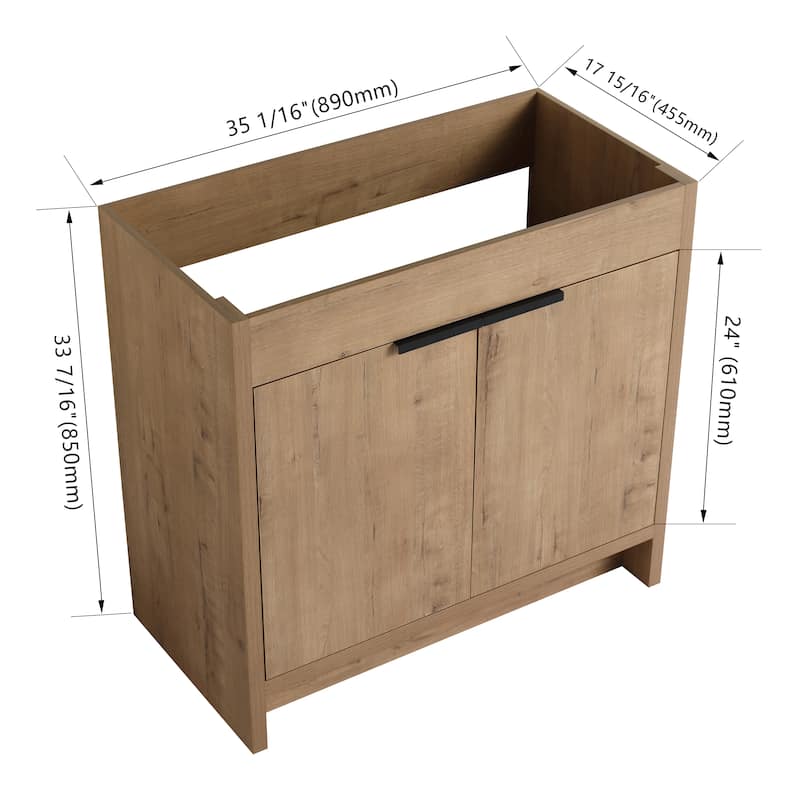 24/30/36 Inch Freestanding Bathroom Vanity Cabinet with Soft Close Door and Adjustable Shelf (Without Sink)