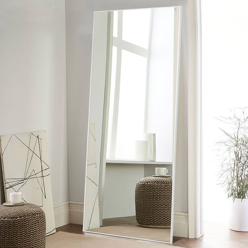 Modern Aluminum Alloy Thin Framed Full Length Floor Mirror - 71×21.6 - White