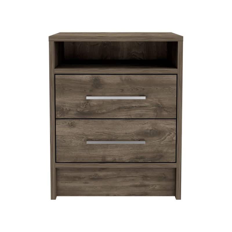 TUHOME Eter 2-Drawer Nightstand End Table with Metal Handles