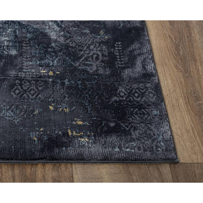 Alora Decor Spring Charcoal, Blue, and Beige Modern Rug