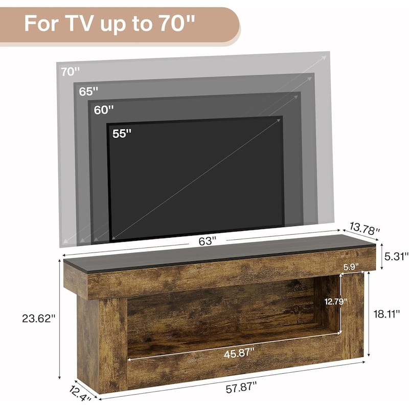 63" TV Stand, Farmhouse Media Console with Open Storage Space, Entertainment Center for 60/65/70 Inches TVs