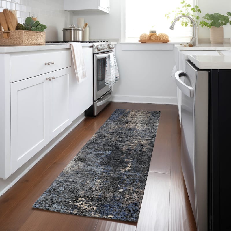 Machine Washable Indoor/ Outdoor Chantille Contemporary Abstract Rug