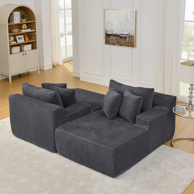 Lazy Couch Chaise Lounge No Frame Loveseat Sofa with Sponge Filling