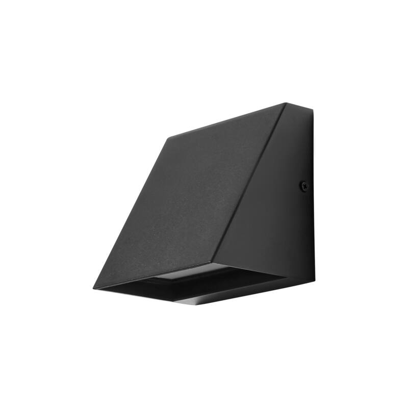 1-Light 5" H Industrial Black Triangular Aluminium Integrated LED Hardwired Outdoor Wall Light - 5 in. W x 5 in. H x 3.94 in. D
