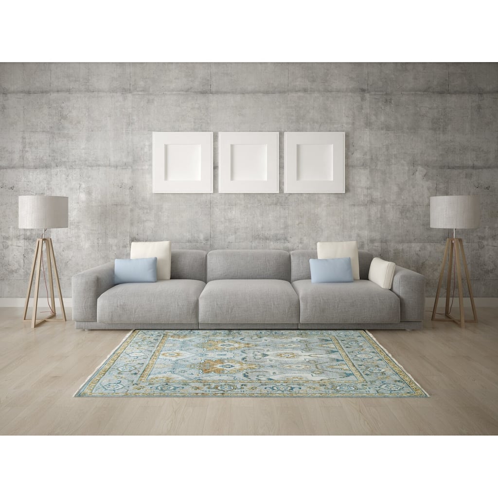 Green Classic Oriental Oushak Area Rug, Luxurious Handcrafted Texture for Living Rooms or Bedrooms - L