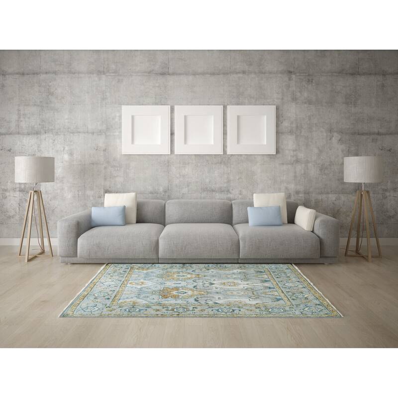 Green Classic Oriental Oushak Area Rug, Luxurious Handcrafted Texture for Living Rooms or Bedrooms - L