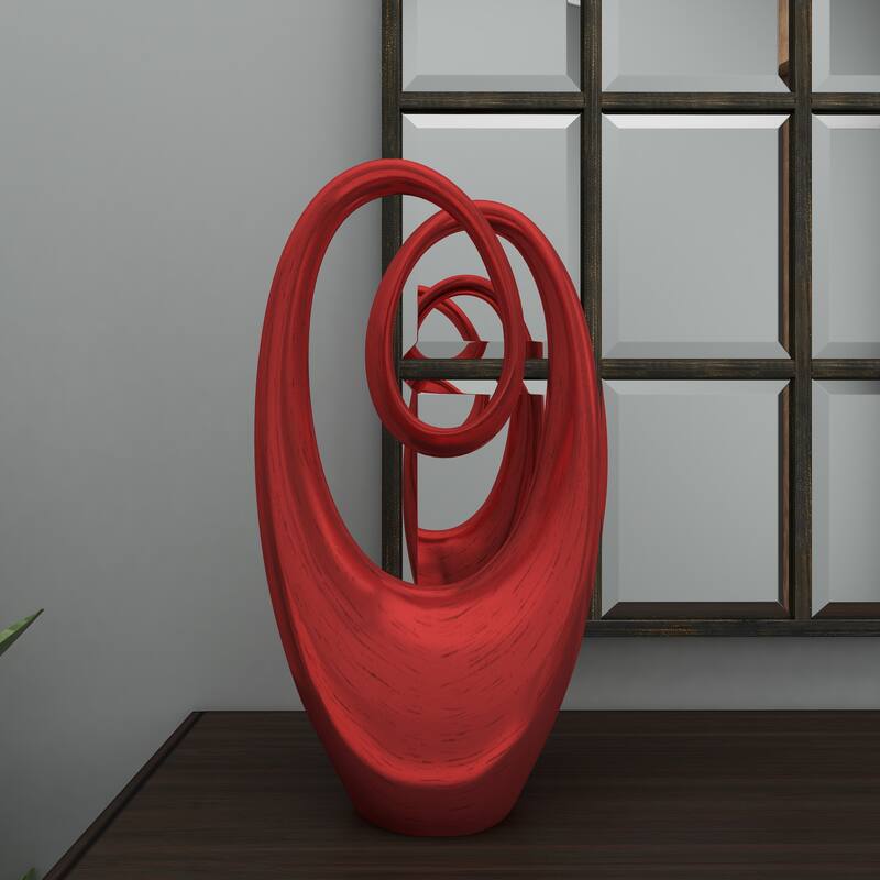 Artistic Polystone Swirl Abstract Sculpture - Orange or Red