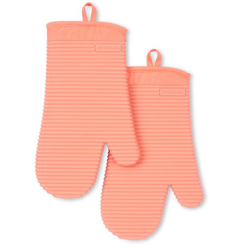 KitchenAid Ribbed Soft Silicone Oven Mitt 2-Pack Set, 7.5"x13"