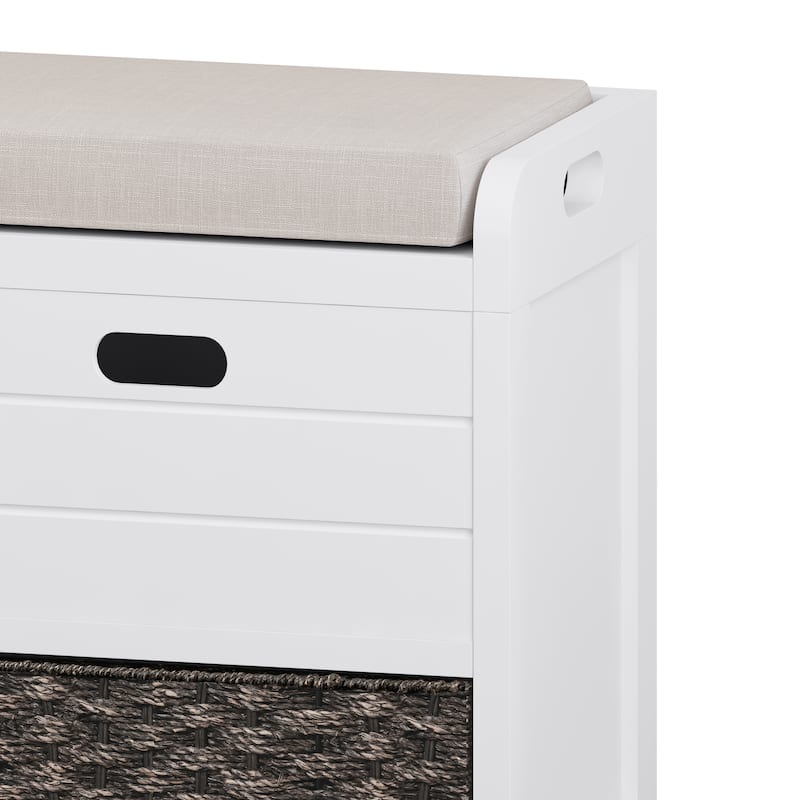 Modern Storage Bench with Removable Basket and 2 Drawers