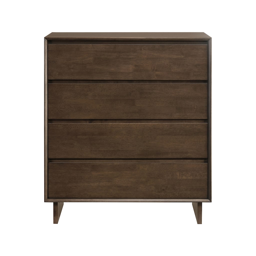 4 Drawers Wooden Chest with Wide Legs in Warm Brown
