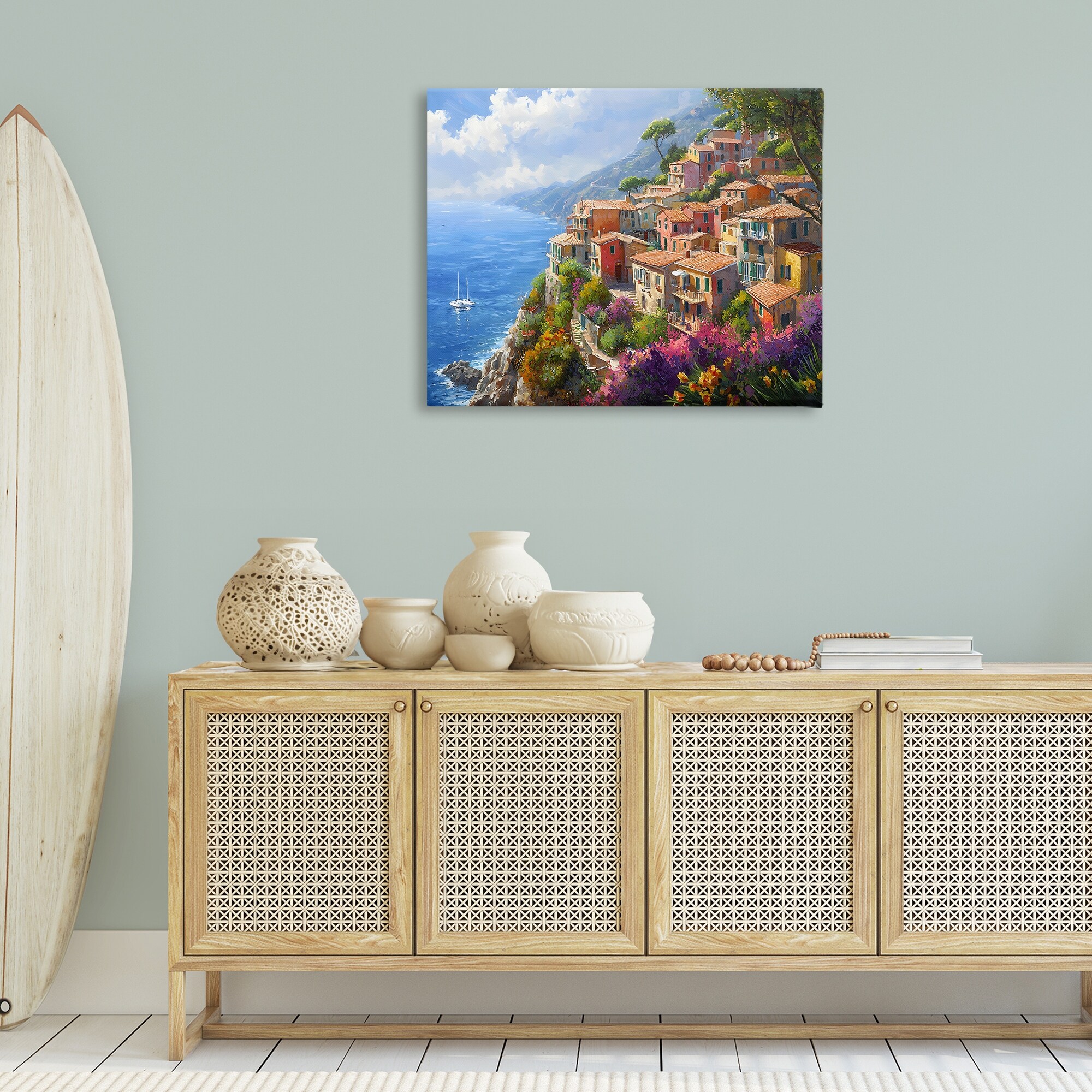 Stupell Coastal Seaside Village View Canvas Wall Art Design By