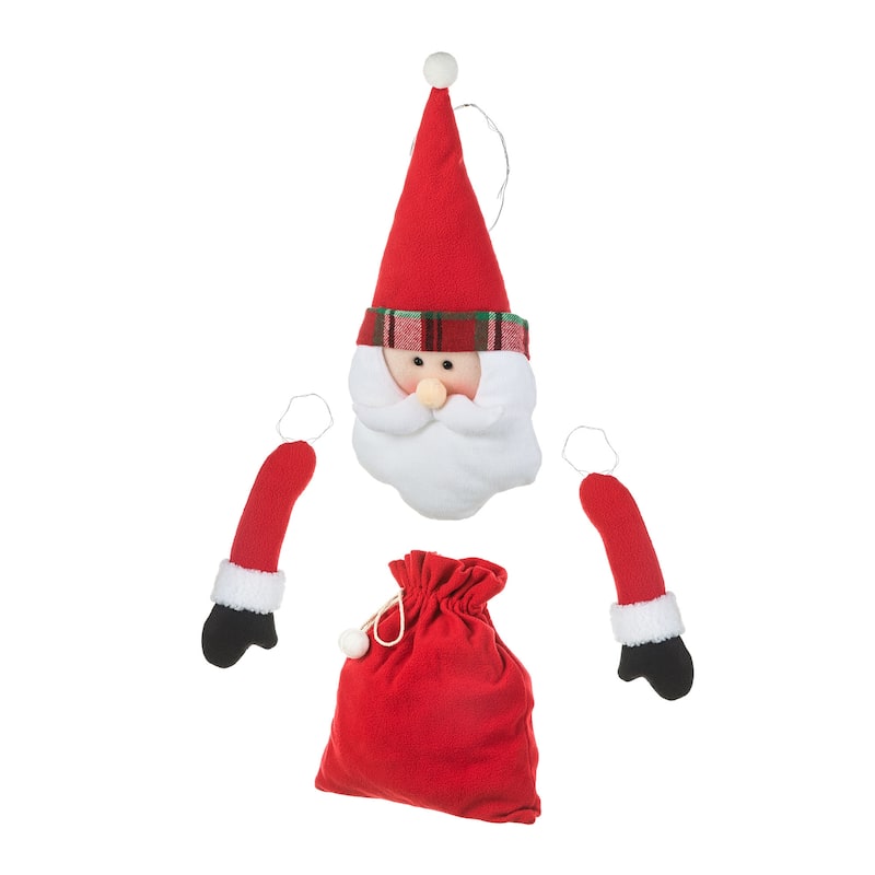Glitzhome 20"H Christmas Fabric Santa/Snowman Jumbo Ornament Set