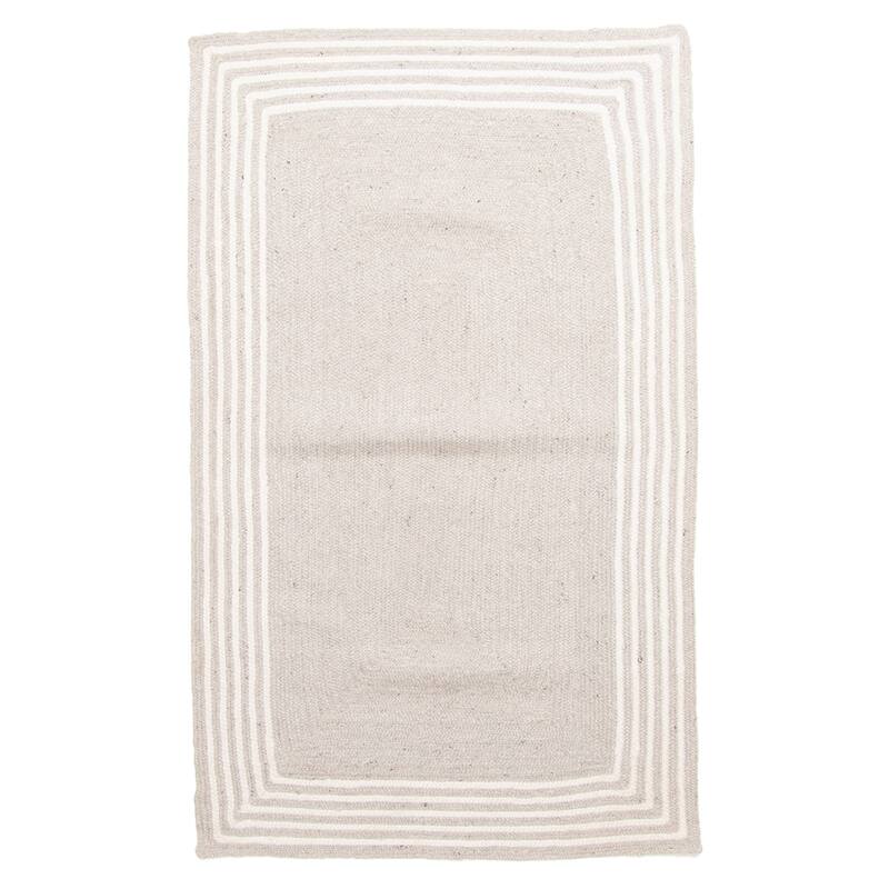 ECARPETGALLERY Braid weave Sienna Light Grey Wool Rug - 3'2 x 5'0