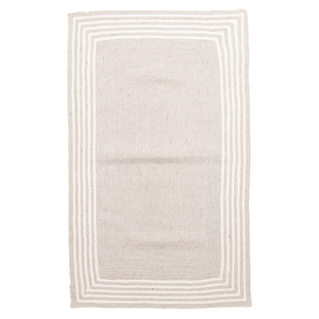 ECARPETGALLERY Braid weave Sienna Light Grey Wool Rug - 3'2 x 5'0