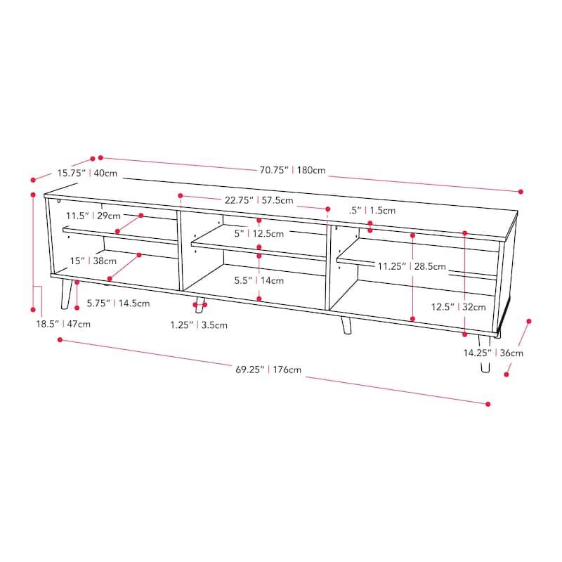Cole TV Bench with Open Shelves, TVs up to 85" - N/A