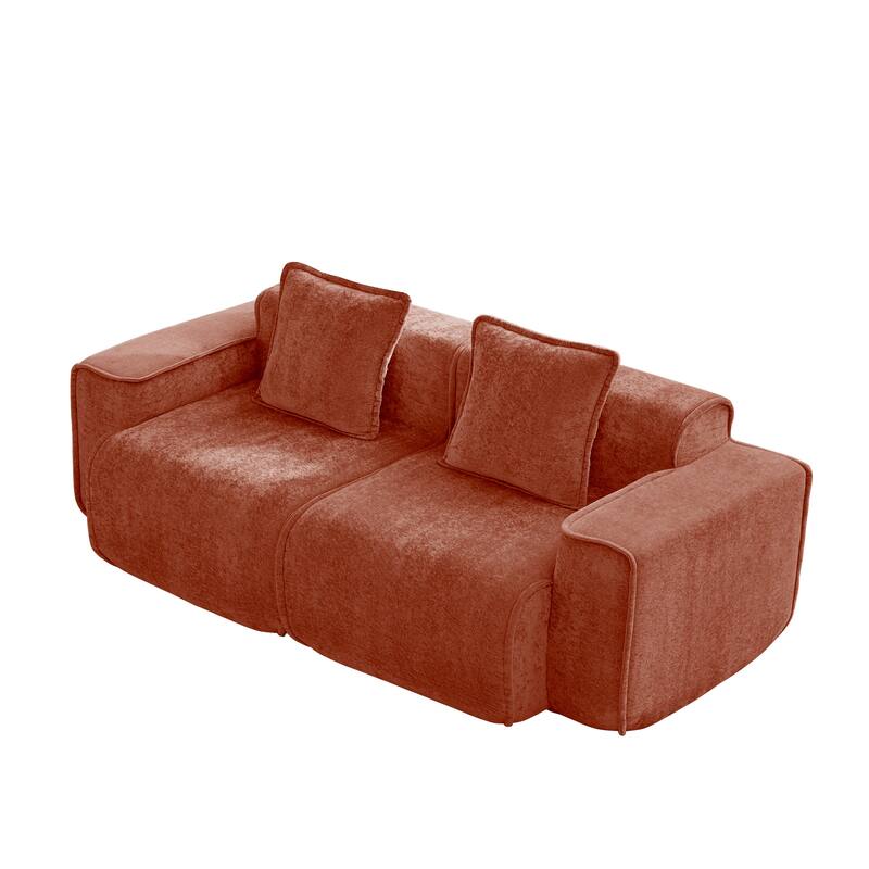 GDFStudio - Harrison Velvet Modular 2-Seater 78.74" Boneless Loveseat Sofa